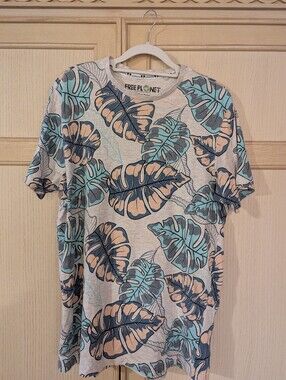 Free Planet Tropical Leaf Tee - Teal, Navy & Peach